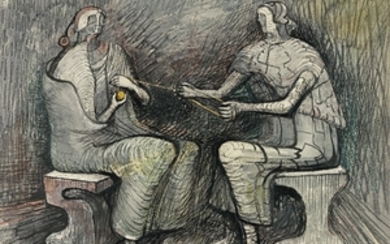 WOMEN WINDING WOOL, Henry Moore