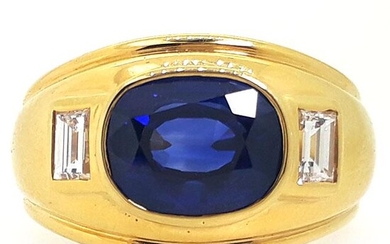 14.76 g Certified 18K Yellow Gold BlueSapphire Diamond