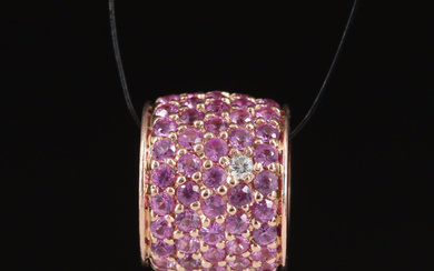 14K Rose Gold Sapphire and Diamond Bead Pendant