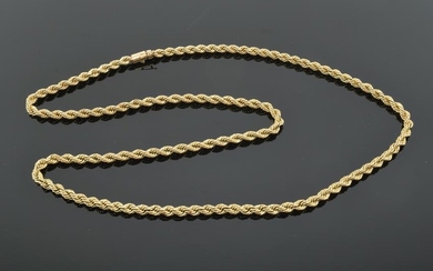 14K gold rope twist necklace. Length, 30â€ 47.4 dwt.
