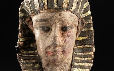 Rare Egyptian Ptolemaic Painted Linen Corn Mummy Head