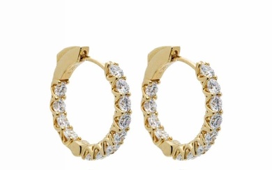 14kt Gold 2.4 ctw Diamond Inside Out Hoop Earrings