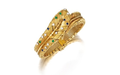 Gold, Diamond and Gem Set Wristwatch, Tiffany & Co.