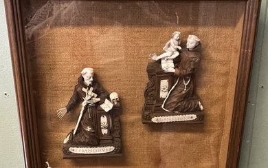 18/19th Century Carved Religious Icons in Shadowbox Frame