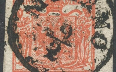 1850, 15c. N.6d Rosso Salmone (tonalità carica al confine con...