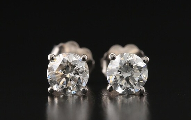 18K 1.40 CTW Diamond Stud Earrings with GIA Online Reports