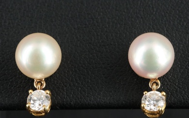 18K Pearl with Diamond Drop Earring