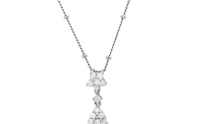 18K White Gold Setting with 0.91ct Sapphire And 0.31ct Diamond Pendant
