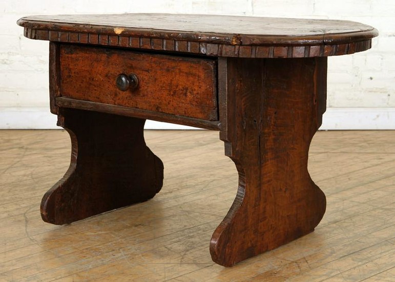 18TH CENTURY WALNUT TAVERN TABLE CARVED APRON