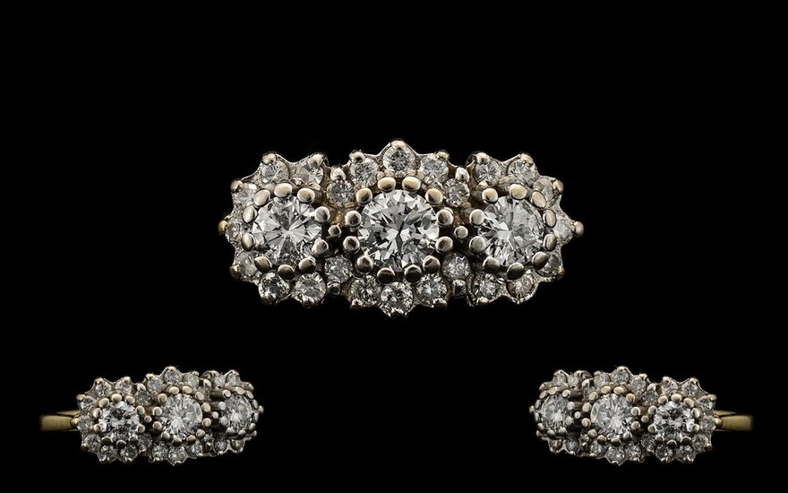 18ct Gold - Attractive Nice Quality Diamond Set Dress Ring I...