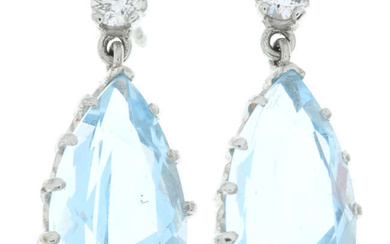 18ct gold aquamarine & diamond drop earrings
