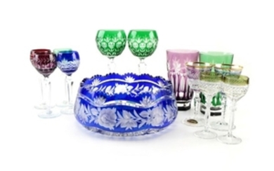Bohemian Style Cased Cut to Clear Crystal Barware and Tableware