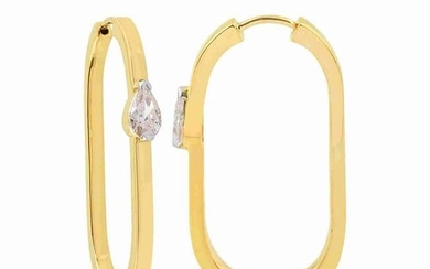 18k Yellow Gold Hoop Earrings HI/SI Diamond Jewelry