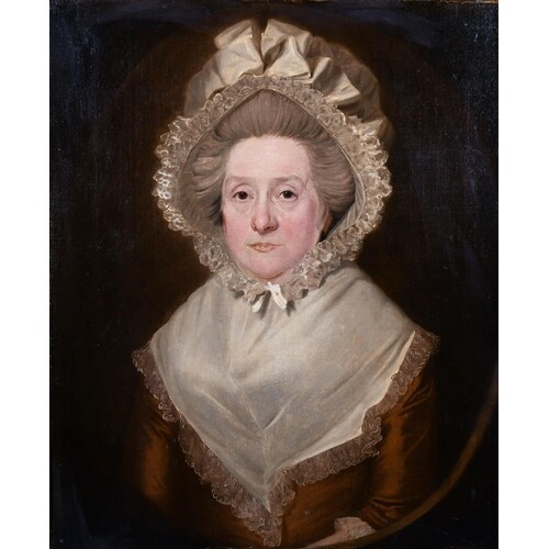 18th Century English School. Bust Portrait of a Lady, Oil on...