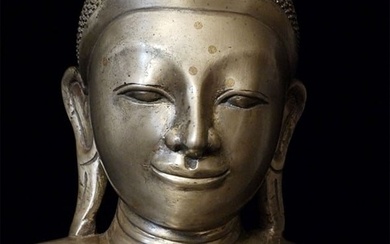 18thC Large Burmese Buddha w/ Inscription, 14.5" Tall
