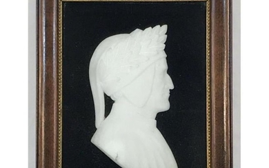 1920's Italian Alabaster Cameo Silhouette, Bust of Poet