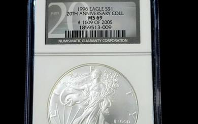 1996 American Silver Eagle Key Date NGC MS69 LE