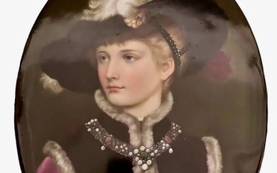 19TH C. GERMAN PORCELAIN PLAQUE OF A NOBLE LADY