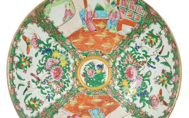 19th C. Chinese Rose Medallion Deep Charger