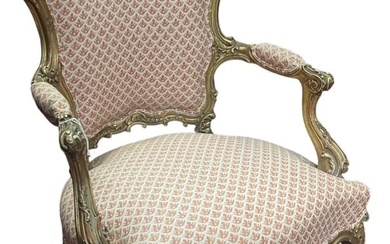 19th C. LOUIS XVI STYLE ARMCHAIR IN FORTUNY UPHOLSTERY