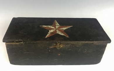 19th C. Wooden Document Box with Star Decoration