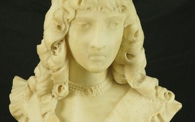 19th CENTURY CARVED ALABASTER BUST