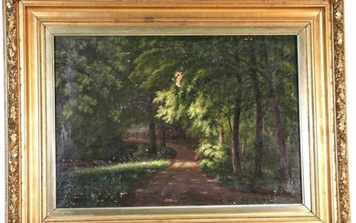 19th CENTURY LANDSCAPE OIL ON CANVAS PAINTING