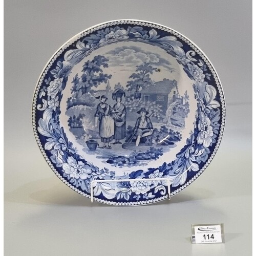 19th Century blue and white transfer printed Swansea pottery...