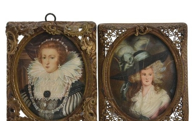 (2) Framed Hand-Painted Portraits