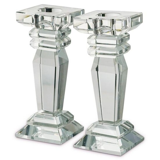 (2 Pc) Pair Of Crystal Candlesticks