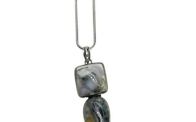 2 Stone Dendritic Opal Necklace Pendant