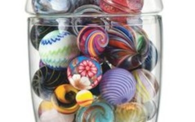 Vase of Assorted Marbles.