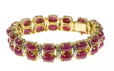 20K White & Yellow Gold With Ruby And Diamond Hinged Bracelet