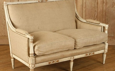 CARVED PAINTED FRENCH LOUIS XVI STYLE SETTEE 1940