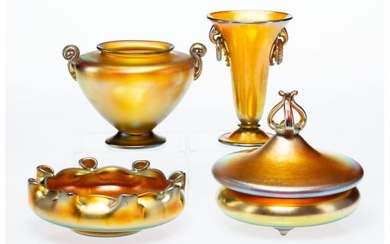 23014: A Group of Four Steuben Gold Aurene Glass Table