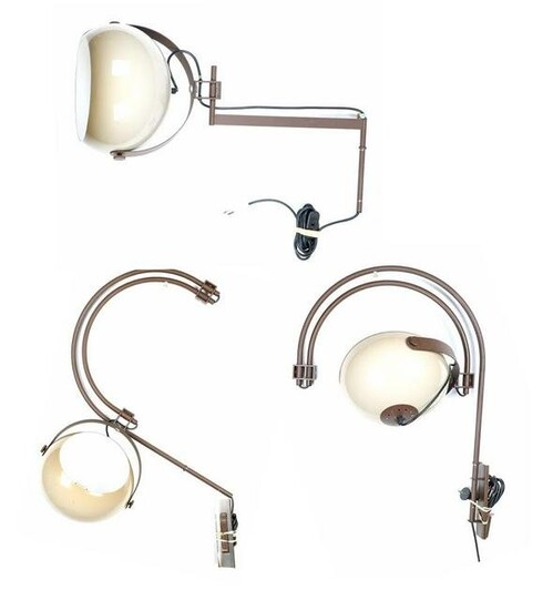 3 brown lacquered aluminum wall lamps