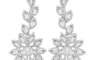 3.45 TCW HI/SI-I1 Baguette Diamond Earrings 18k Gold