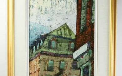 Albert Rousseau, French Street Scene, Oil on Canvas