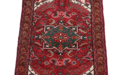 3'6 x 4'9 Hand-Knotted Persian Heriz Accent Rug, 1970s
