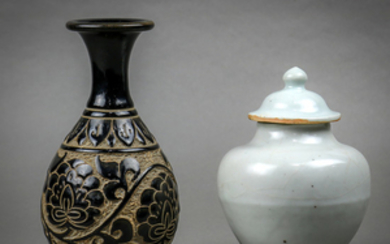 Chinese Qingbai Glazed Urn and Cizhou-type Bottle Vase