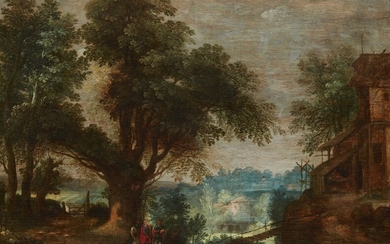 Gillis van Coninxloo III, circle of - Landscape with the Road to Emmaus