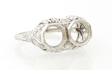 Vintage Platinum Two Stone Ring Setting, designed to
