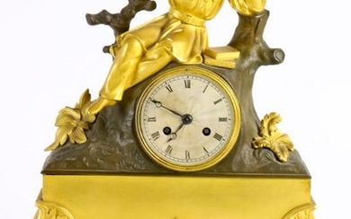 A Continental gilt figural clock