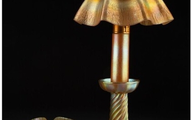 79014: Tiffany Studios Favrile Glass Candlestick Lamp a