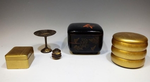 (8) Japanese Lacquer Stacking Boxes & Objects