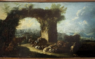 Italian painter from the 18th century. Landscape with