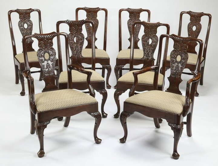 (8) Henredon carved mahogany chairs