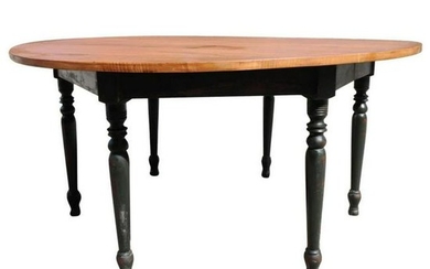 Round French Country Maple Dining Table Painted Legs