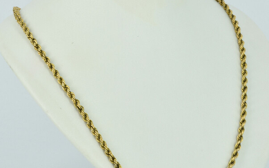 A 14ct YELLOW GOLD ROPE STYLE NECK CHAIN