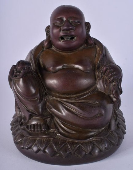 A 17TH/18TH CENTURY CHINESE BRONZE BUDDHA modelled upon